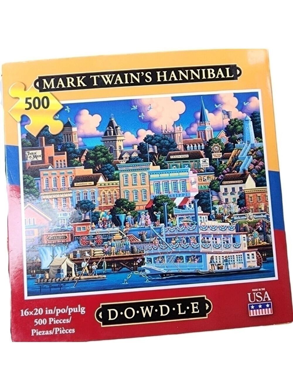 Mark Twain's Hannibal DOWDLE Folk Art 500 pc 16 x 20 Puzzle